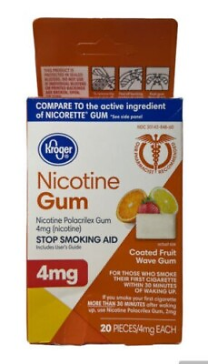 #ad Kroger Coated Fruit Wave Nicotine Gum 4 mg 20 ct Exp 05 2024 $19.99