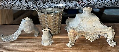 #ad Vintage Metal Lamp Parts And BaseSet Of 4 $30.00