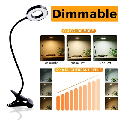 #ad 48 LED Dimmable Ring Light Flexible Arm Reading Table Night Desk Lamp 3000 7000K $11.89