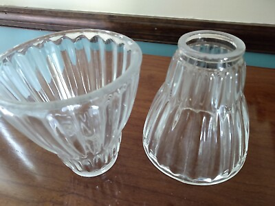 #ad Pair Set 2 Vintage Heavy Glass Lampshades Fitter Shades Hurricane Lamp $28.00