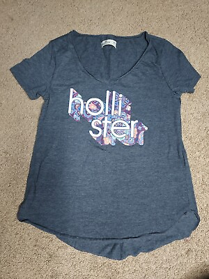 #ad Juniors Size XS Hollister Blue Paisley Logo T Shirt $8.46