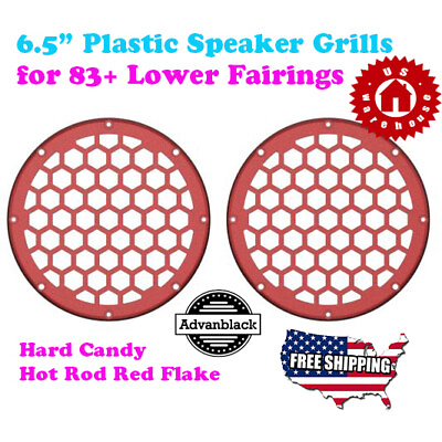 #ad Advanblack Hard Candy Hot Rod Red Flake 6.5#x27;#x27; Speaker Grills fit Harley Lower $129.00