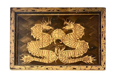#ad Dragon Carved in Wood Handmade Oriental Design Vintage Art $165.00