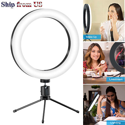 #ad 6quot; LED Mini Portable Ring Light w Tripod for Video Live Stream Makeup Selfie USB $16.99