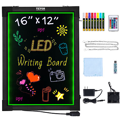 #ad VEVOR LED Message Writing Board 16quot;x12quot; Illuminated Erasable Lighted Chalkboard $28.98