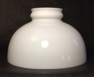 #ad Early Style 10quot; Opal White Glass Low Top Oil Kerosene Lamp Shade AMERICAN Made $84.96