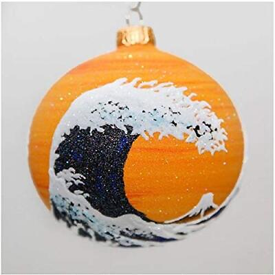 #ad Nami Wave High Design Ball Polish Glass Christmas Tree Ornament by Thomas Glenn $49.98