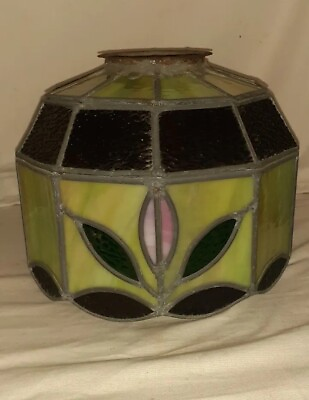 #ad #ad Antique Tulip Flower Panel Swag Stained Slag Glass Lamp Shade 8x10 $46.99