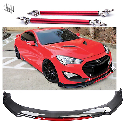 #ad Carbon Fiber Black Red Front Bumper Lip Spoiler Splitter For Hyundai Genesis 2DR $79.99