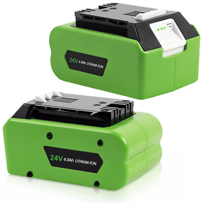 #ad 2X 6.0Ah For GreenWorks 24V Li ion Battery Replace 29842 29852 24Volt G 24 Tools $67.99