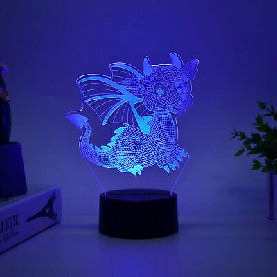 #ad Dinosaur Night Light for Kids Bedroom 16 Colors 3D Illusion LED Lamp Remote Co $19.99