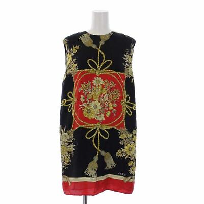 #ad GUCCI 2018 Sleeveless Mini Dress Silk 100% 38 Black Red made in Italy Authentic $525.64