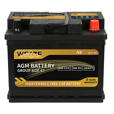 #ad Weize Platinum AGM Battery BCI Group 47 100RC 680CCA Automotive H5 Battery $122.99