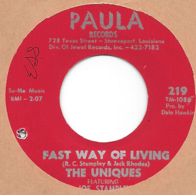 #ad THE UNIQUES Fast Way Of Living on Paula garage soul 45 HEAR $8.00