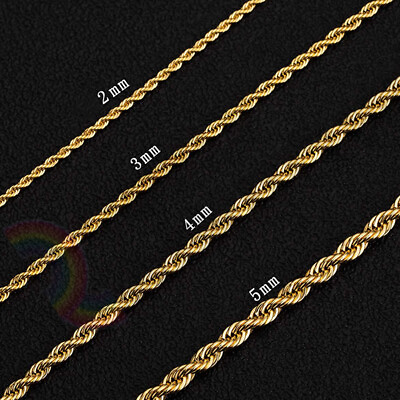 #ad Women Men Stainless Steel Gold Plated 2mm 3mm 4mm 5mm Rope Necklace Chain C11 $7.48