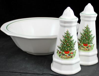 #ad Pfaltzgraff Christmas Heritage Round Vegetable Bowl and Salt and Pepper Set $40.88