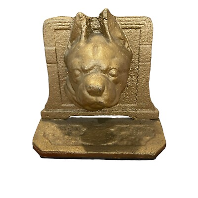 #ad RARE Antique Boston Terrier 2 D Cast Iron Book End Bulldog Dog Head Only 1 $182.75