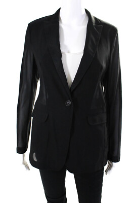 #ad Rag amp; Bone Women#x27;s Collared Long Sleeves Sheer One Button Blazer Black Size 4 $85.39
