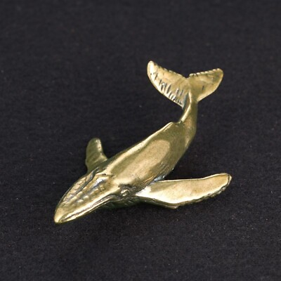 #ad Solid Brass Whale Figurine Small Statue Home Ornament Animal Figurines $8.99