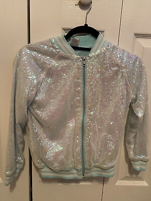 #ad Disney Princess Little Mermaid Girls Size M Aqua Green Full Zip Jacket $16.50