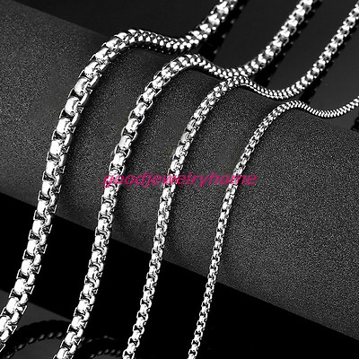 #ad 1 2 3 4 5m​m Stainless Steel Silver Box Rolo Chain Men Womens Necklace 1 5 10pcs $8.99