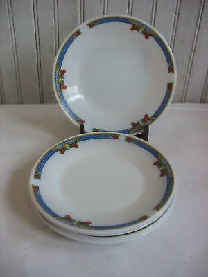 #ad S 5 La Opala Retro Opal Milk Glass 7quot; salad Plates White Art Deco style $19.80