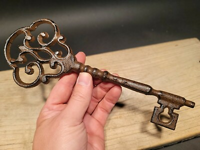 #ad Antique Vintage Style Cast Iron Large Ornate Skeleton Key $20.00
