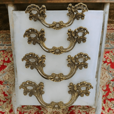 #ad French Provincial Drawer Pulls Handles 4 6quot; Brass Furniture Cabinet Vintage $54.23