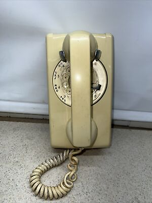 #ad Vintage Beige Wall Mount Rotary Dial Telephone Western Electric Bell UNTESTED $24.99