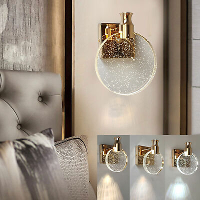 #ad Crystal Acrylic Wall Lamp Led Wall Sconce Light Fixtures Bedroom Gold Silver $18.01
