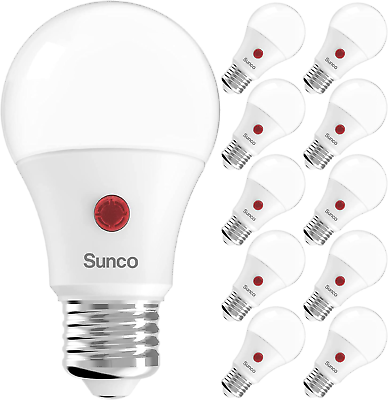 #ad Sunco Pack of 10 Dusk to Dawn Light Bulbs Outdoor Sensor A19 LED Light Bulb UL $42.99