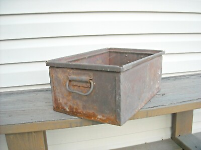 #ad Vintage Metal Parts Bin Stacking Storage Stacking Box Industrial Décor $48.99