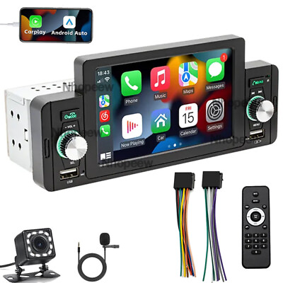 #ad 5quot; Single 1 DIN Touch Screen Car Stereo Radio CarPlay Android Auto MP5 Bluetooth $54.99