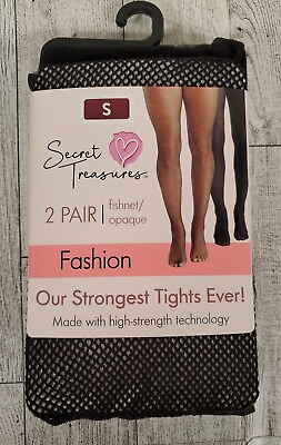 #ad Secret Treasures Fishnet Tights SMALL amp; LARGE Opaque Sexy Black Fashion NEW $9.99