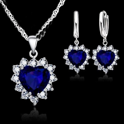 #ad Sterling Silver Romantic Earrings Cubic Zirconia Necklace Gift Women Jewelry 1pc $19.29