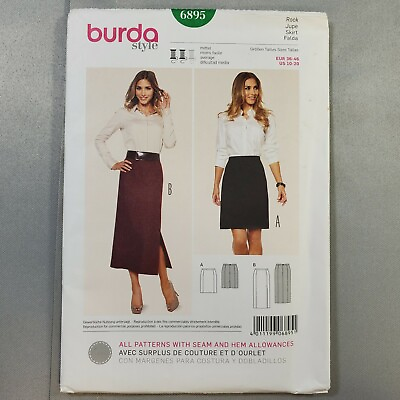 #ad Burda Style Pattern 6895 Misses Pencil Skirt 2 Length Seam Allowance 10 20 UNCUT $6.29