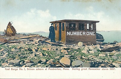 #ad PEMBERTON MA–Coal Barge No. 1 Driven Ashore During Great November 1897 Storm udb $8.87