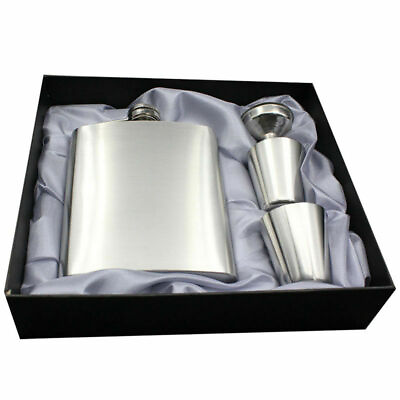 #ad Stainless Steel Hip Flask Liquor Funnel 2Cups Gift Box Portable Drink $8.69