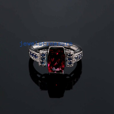 #ad Natural Garnet amp; Sapphire Gemstones 925 Sterling Silver Ring for women#x27;s #2012 $77.00