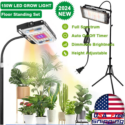 #ad 150W LED Grow Light for Indoor PlantsFull Spectrum w Stand Auto on off Timer $22.39