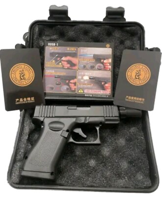 #ad Pistol Shaped Gun Lighter METAL Fine Quality W Case amp; Barrel Attachment Black $35.00