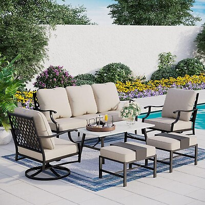 #ad Outdoor Patio Furniture Set 6PCS Conversation Set Swivel Chair amp; Ottoman amp; Table $989.99
