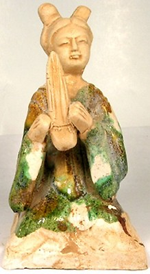 #ad Tang China Female String Musician Sancai Glazed Ceramic Ancient Medieval 800AD $279.99