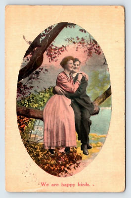 #ad We Are Happy Birds Woman Man Couple In Love Vintage Postcard APS3 $1.00
