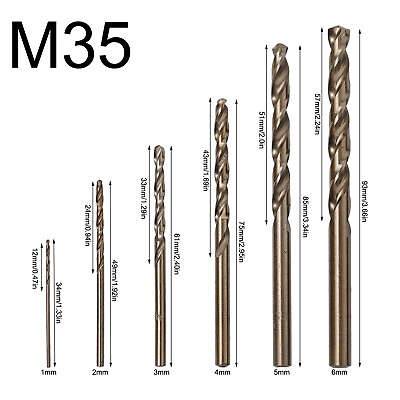 #ad 6pcsHSS M35 Cobalt Drill Bit 1 2 3 4 5 6mm For Metal Stainless Steel Drilling $8.33
