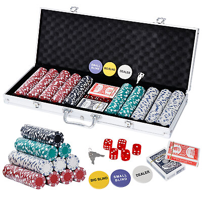 #ad 500PCS Chips Poker Dice Chip Texas Blackjack Cards Game Aluminum Case 11.5 Gram $38.58