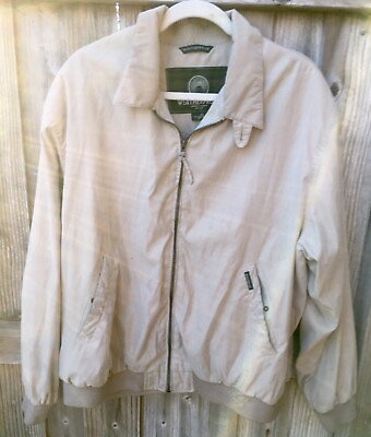 #ad Weatherproof Microsuede Light Khaki Beige Jacket Full Zip Lined Pockets Size L $23.85