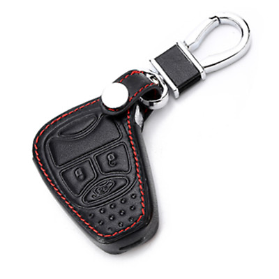 #ad 3 Buttons Black Leather For Jeep Chrysler Dodge Smart Smart Key Chain Cover Fob $6.40