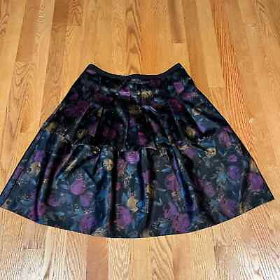 #ad The Limited Floral Dark Romantic Satin Feel Flared Skirt Size 2 $30.00