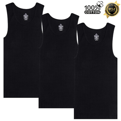 #ad #ad 3 12 Pack Men 100% Cotton Tagless Ribbed Tank Top A Shirt Wife Beater Undershirt $12.99